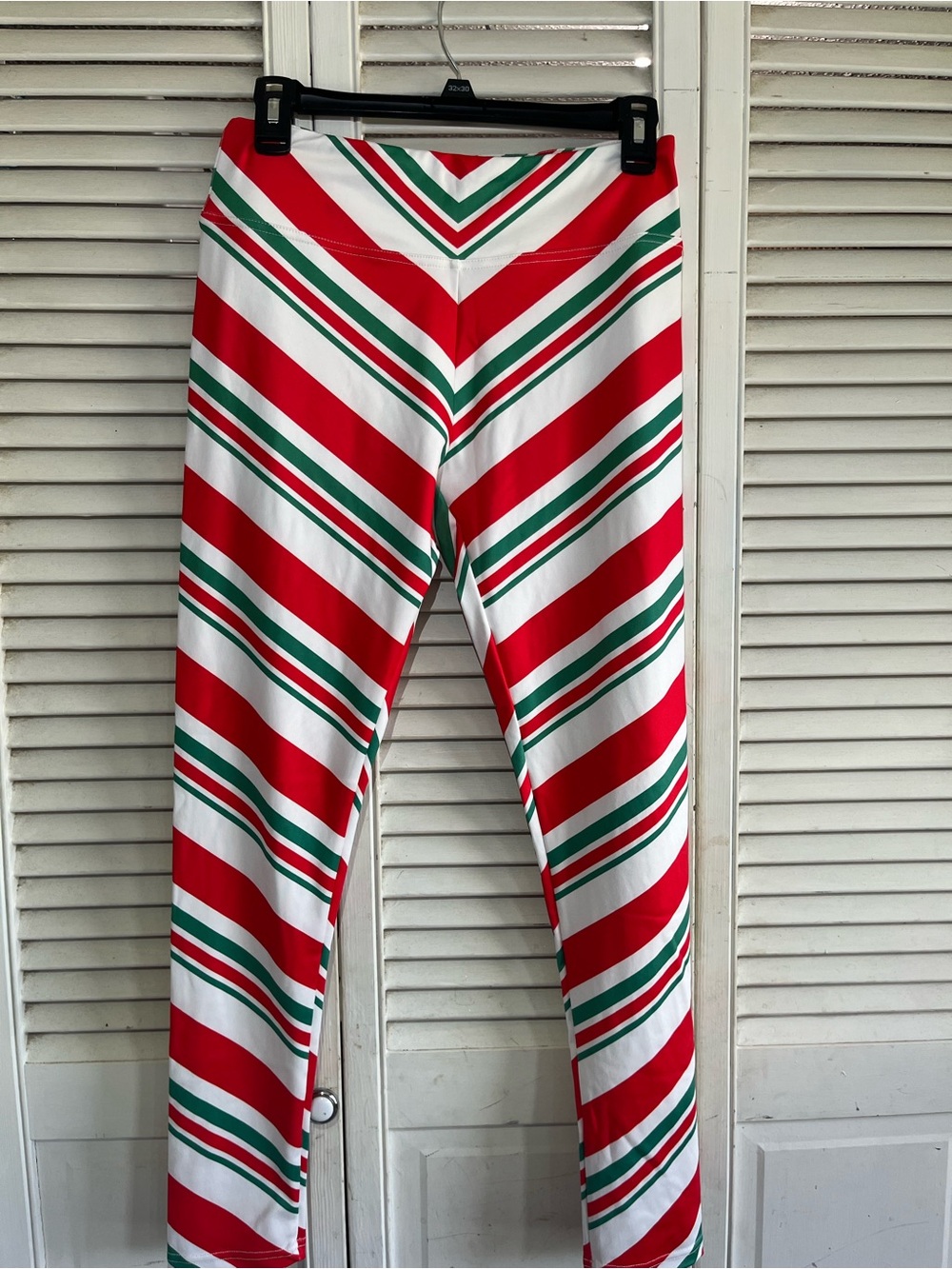 Red, White & Green Christmas Stripe Leggings